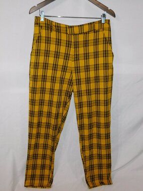 Hot Topic Yellow Black Plaid Tartan High Rise Womes Plus size 0 Pants 1X 14 / 16